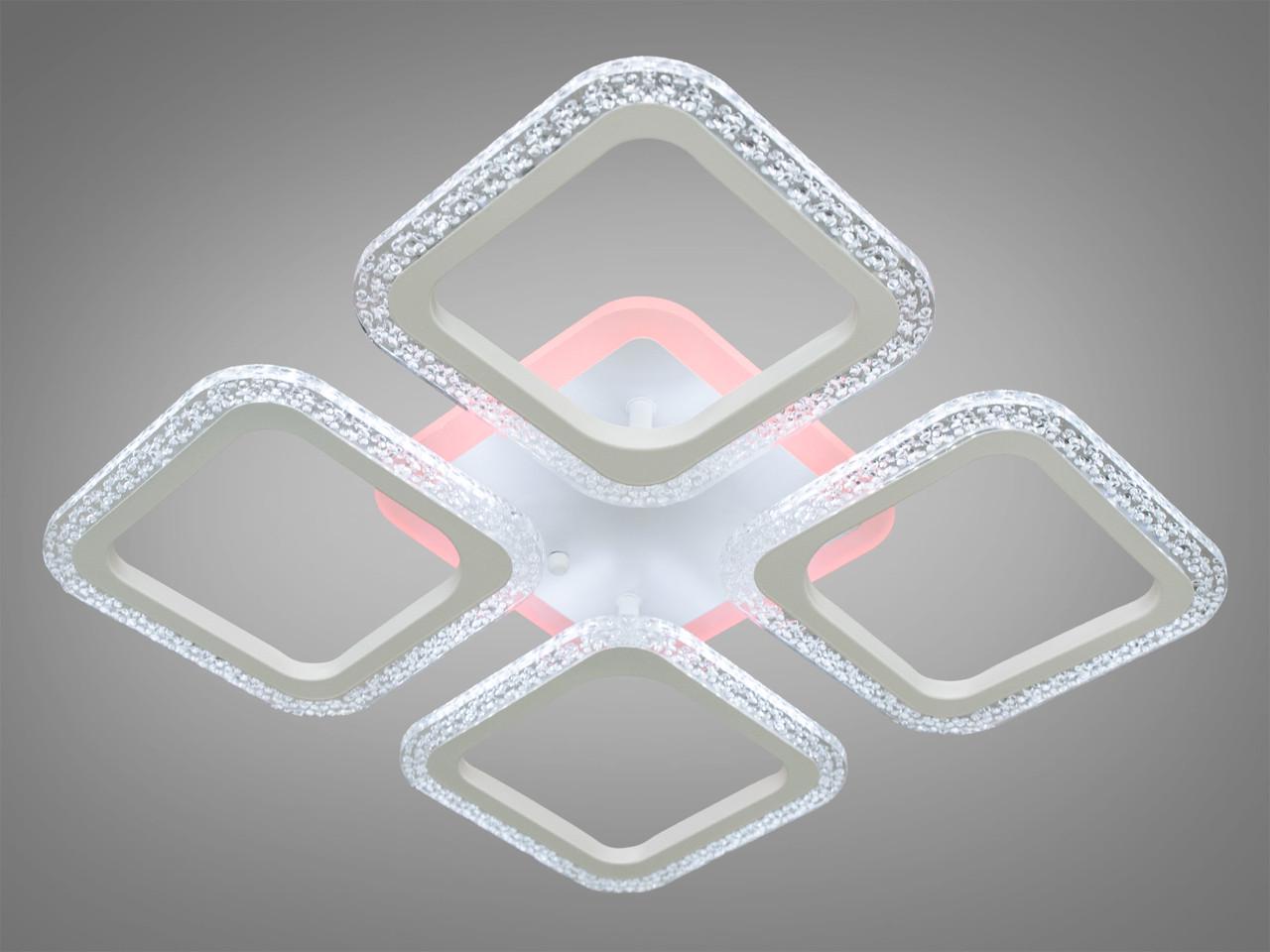 Люстра светодиодная с диммером и подсветкой в ​​детскую 55W на 8м2 Белый (AS8170-4WH-LS)