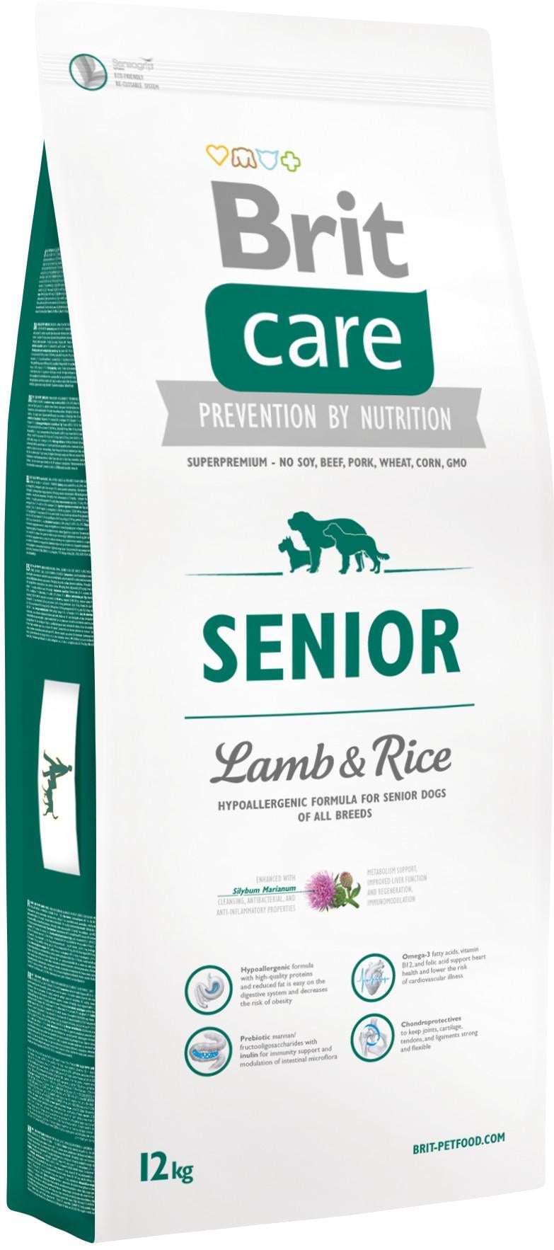 Сухой корм для стареющих собак Brit Care Senior Lamb & Rice 12 кг (8595602510009)