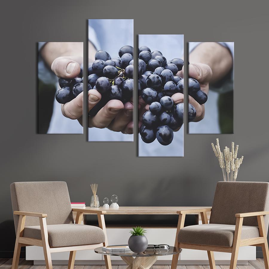 Картина модульная из 4 частей Гроздь синего винограда L 129x90 см (312-42)