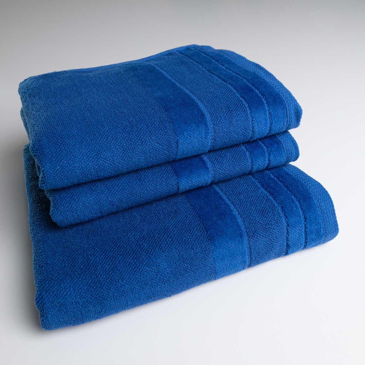 Набор махровых полотенец GM Textile 500 г/м2 с велюровым бордюром 3 шт. 50х90/50х90/70х140 см Синий (rmvb500-k3-blue)