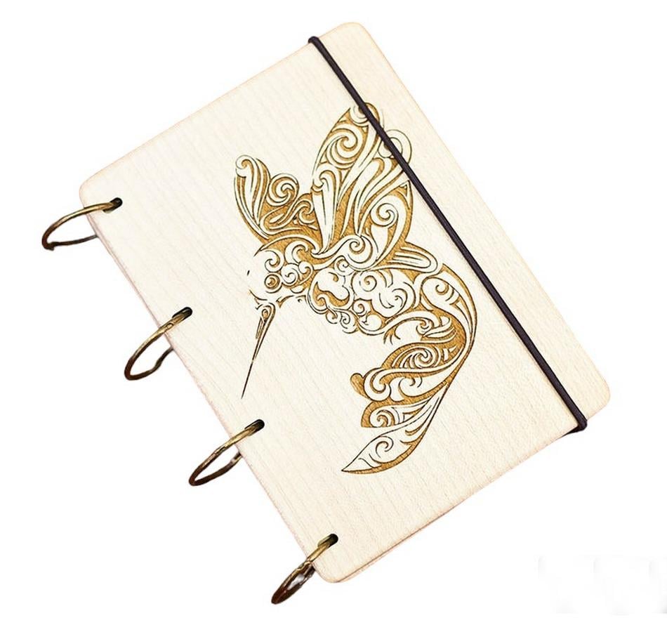 Блокнот с деревянной обложкой Колибри А6 60 л. (1205)