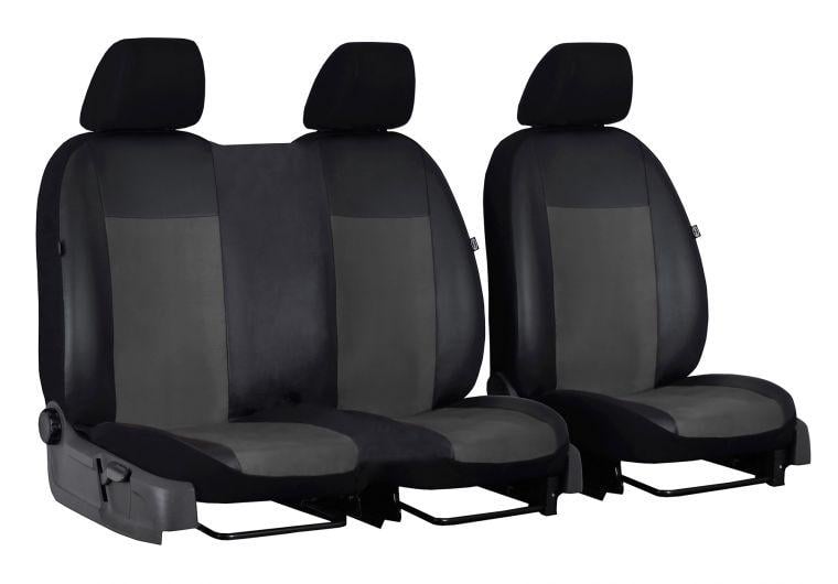 Авточехлы комбинированные Pok-ter Unico 1+2 Renault Trafic 2001-2014 экокожа+алькантара с серой вставкой (Unico1+2-1186)