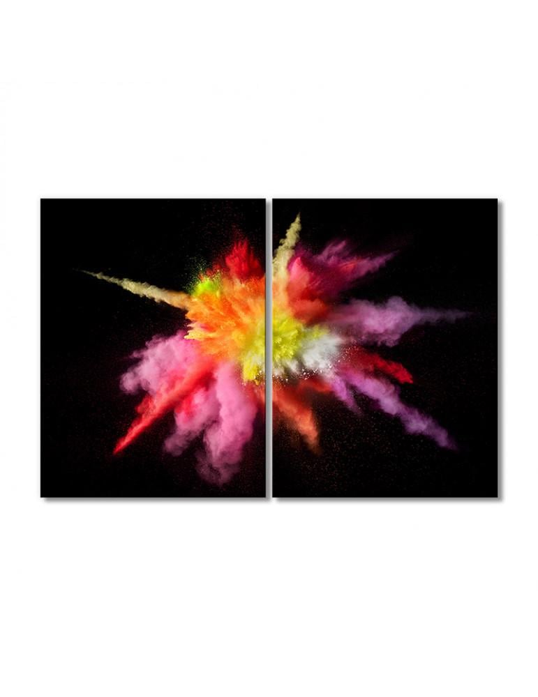 Картина модульная Праздник краски Холи розово-лимонный взрыв 2 модуля 90x135 см