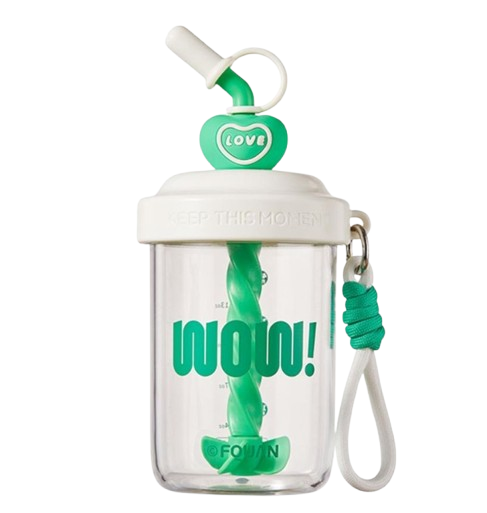 Шейкер с венчиком и трубочкой для фитнеса и коктейлей 580 мл Салатовый (2695937430)