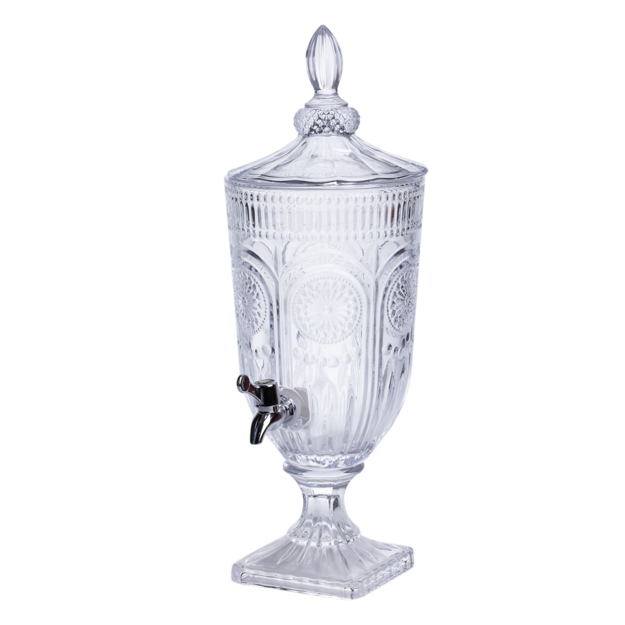 Лимонадниця з краном на підставці скляна із рифленого скла з візерунком 3 л 50х17 см Прозорий (HP-19-290)
