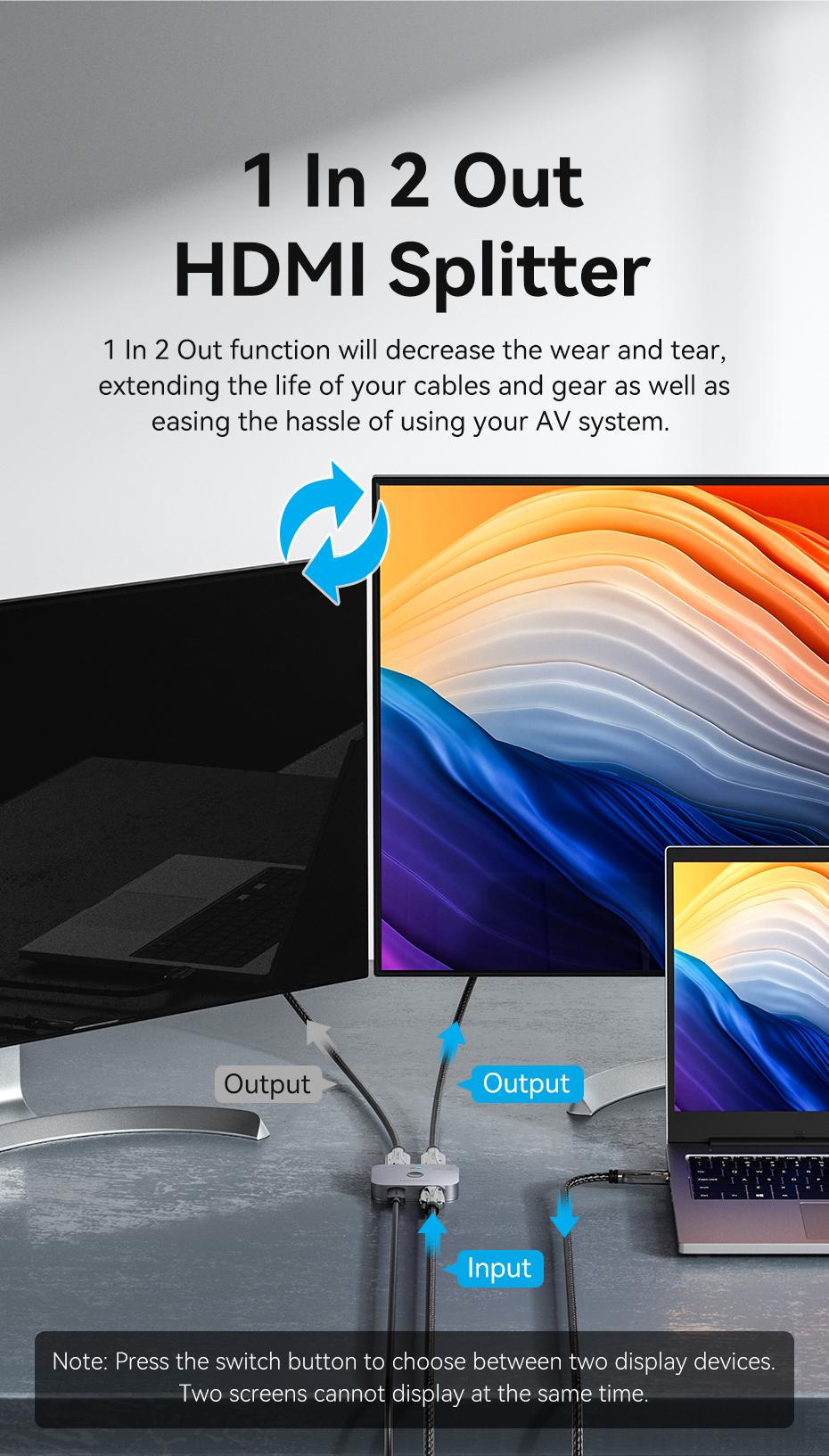 Перемикач Vention HDMI 8K 60Hz 4K 120Hz HDMI 2.1 двонаправлений HDR алюмінієвий Чорний (AKPB0) - фото 4 Перемикач Vention HDMI 8K 60Hz 4K 120Hz HDMI 2.1 двонаправлений HDR алюмінієвий Чорний (AKPB0) - фото 4