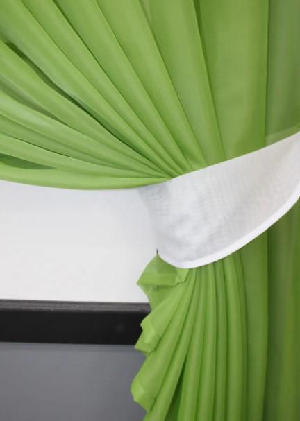Шторы на кухню шифон 280х170 см Белый/Оливковый (076к) - фото 4 Шторы на кухню шифон 280х170 см Белый/Оливковый (076к) - фото 4