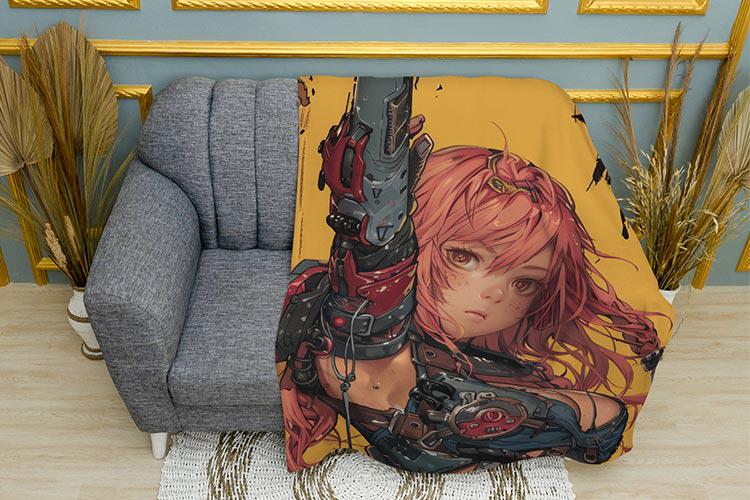 Плед Аnime Girl with pink hair плюш однослойный 135х150 см (114242)