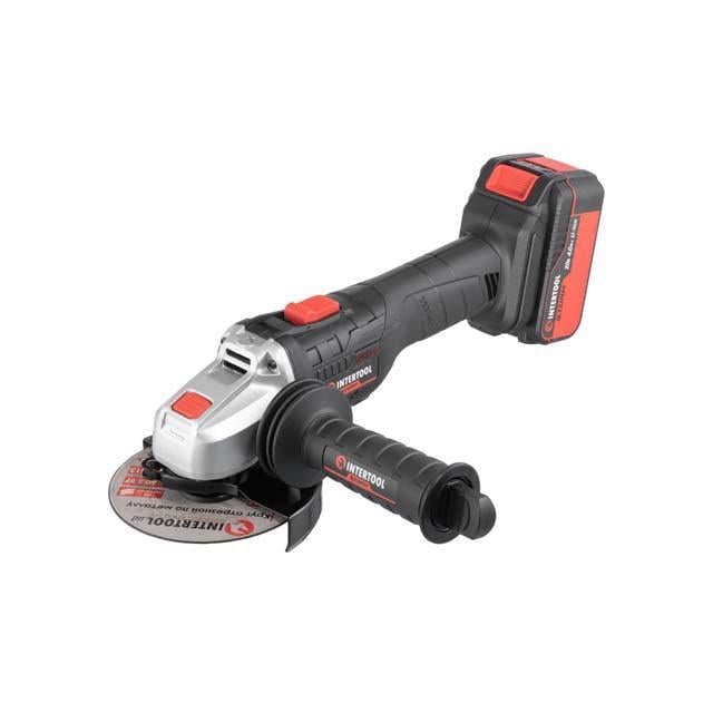 Шлифмашина угловая аккумуляторная бесщеточная Intertool WT-0366 20 В 125 мм 10000 об/мин Li-ion 4,0 Ач ЗП 4 A кейс