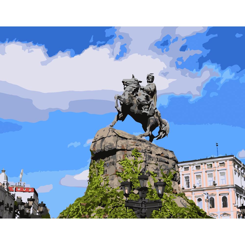 Картина по номерам Strateg Премиум Памятник Богдану Хмельницкому 40х50 см (GS241)