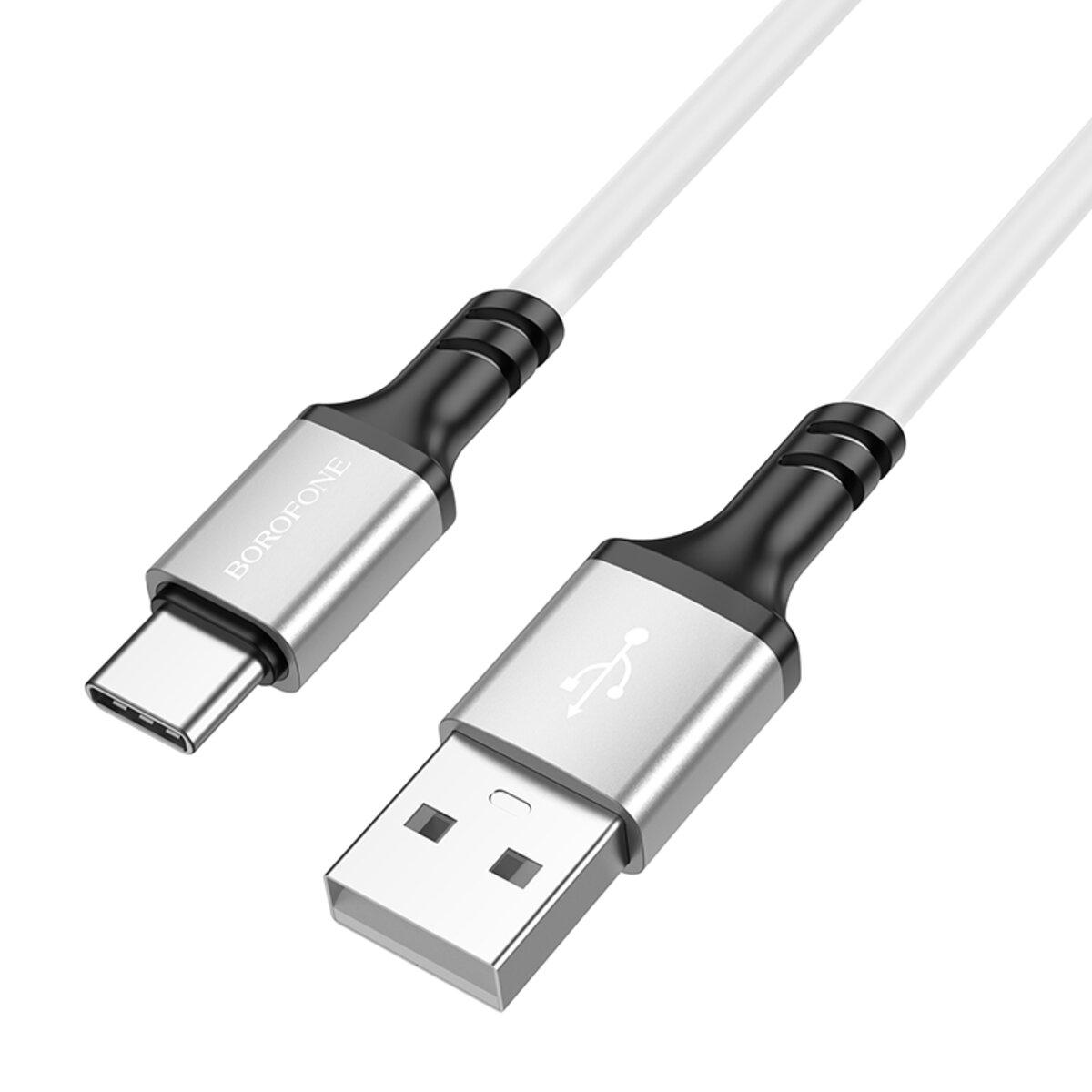 Кабель Borofone BX83 USB to Type-C Famous silicone charging data cable 1 м 3A White (6974443386424)
