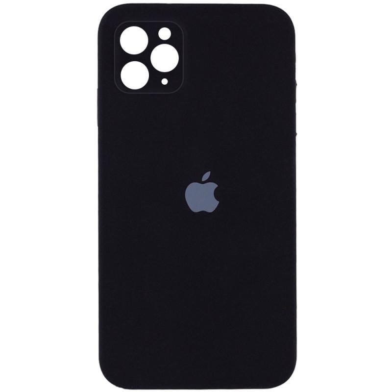 Противоударный чехол Silicone Case Square Full Camera Protective (AA) для Apple iPhone 11 Pro Max (6.5") Черный / Black