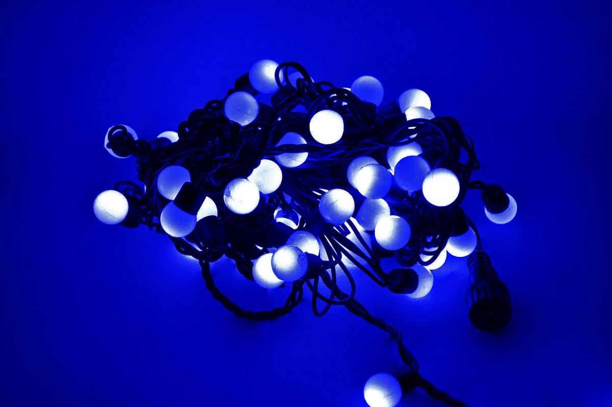 Гірлянда 100B-6-2 3892 100 LED Куля чорний дріт Синій (47641)