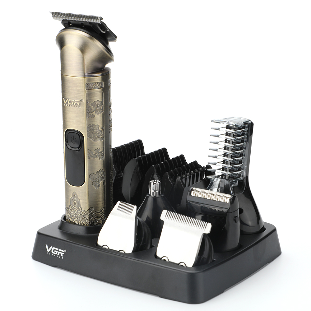 Набір для стрижки та гоління всього тіла VGR V-109 зі змінними насадками для тіла/голови/бороди/брів/носа/вух