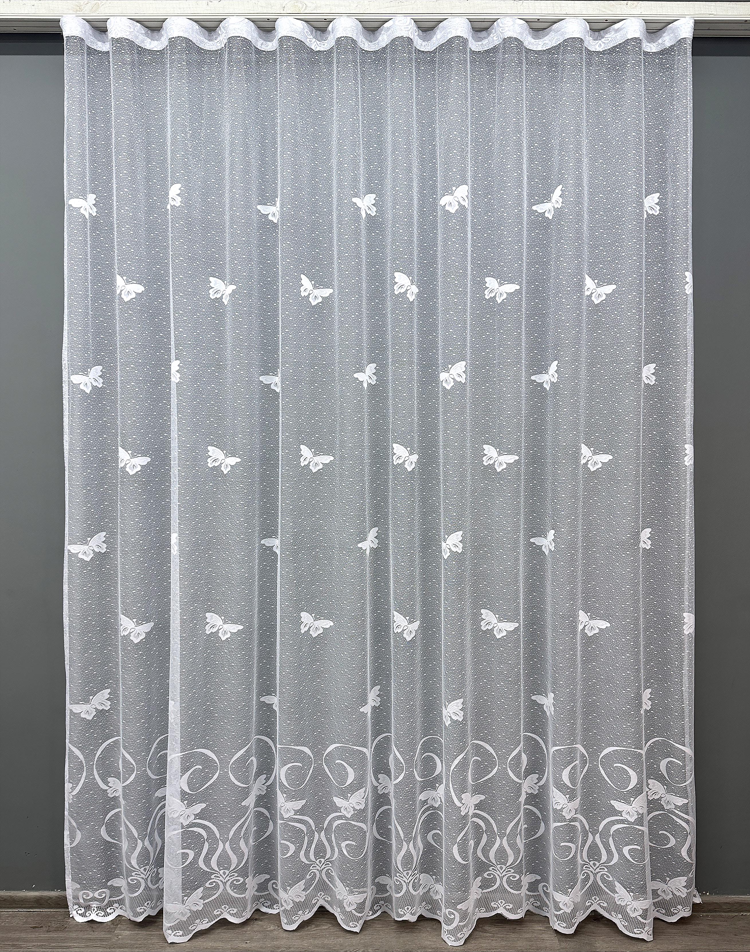 Тюль VR-Textil 1560т Метелики жакард 250х250 см Білий (42-0698)