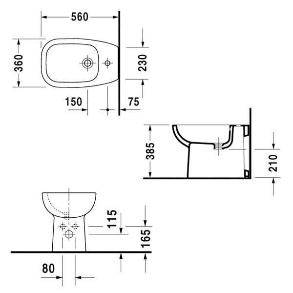 Біде підлогове DURAVIT D-Code 22411000002 Білий (112816) - фото 2