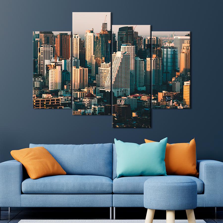 Картина город Современная архитектура города Макати на Филиппинах 129x90 см (A823-4)