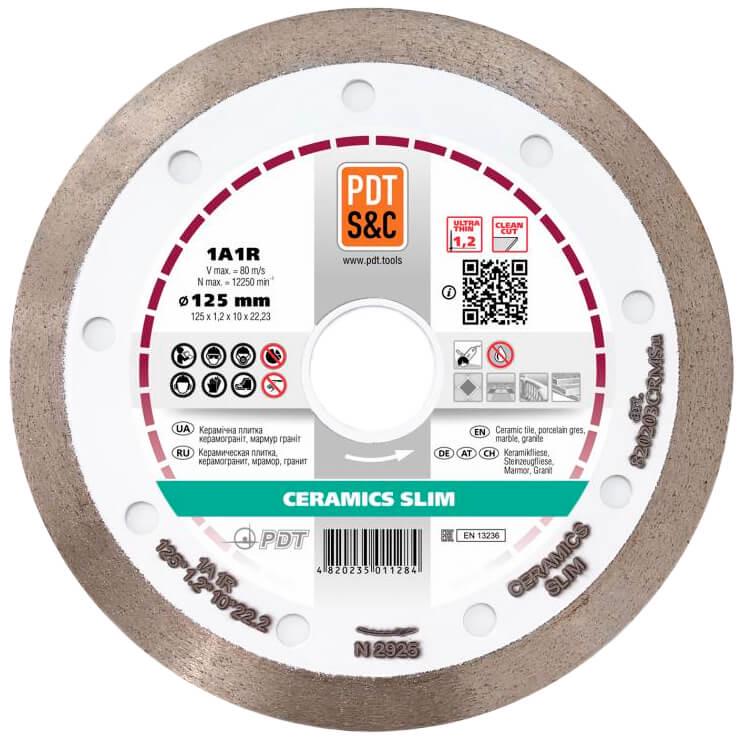 Круг алмазный по керамике PDT Ceramics Slim 1A1R 125х1,2х10х22,2 мм (820203CRMSu)