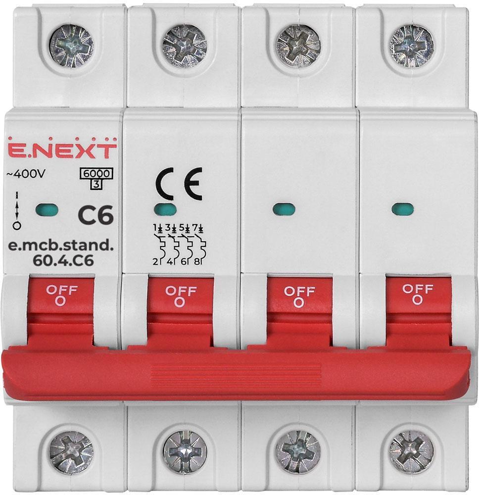 ᐉ Автоматичний вимикач E.NEXT e.mcb.stand.60.4.C6 4р 6А 6 кА C