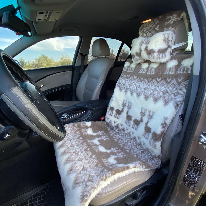 Накидка на сиденье автомобиля из овчины Sheepskin эко-шерсть 1 шт. 50 см Олени (278) - фото 3 Накидка на сиденье автомобиля из овчины Sheepskin эко-шерсть 1 шт. 50 см Олени (278) - фото 3