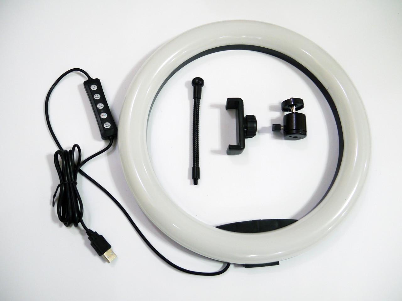 Кольцевая LED лампа RGB MJ33 33 см 1 крепление телефона USB (17478)