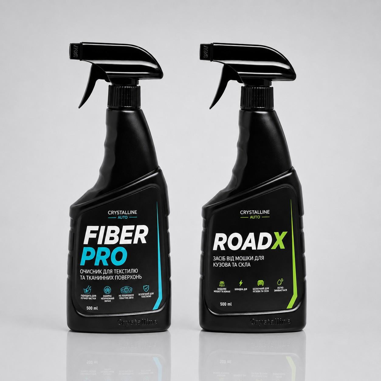 Набор для очистки авто ROAD X/FIBER PRO 2в1 от мошки для кузова и стекла/для сидений и текстиля 2х500 мл Набор для очистки авто ROAD X/FIBER PRO 2в1 от мошки для кузова и стекла/для сидений и текстиля 2х500 мл