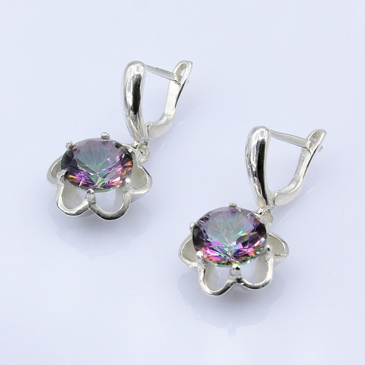 Серебряные серьги Кристалл с камнем Мистик