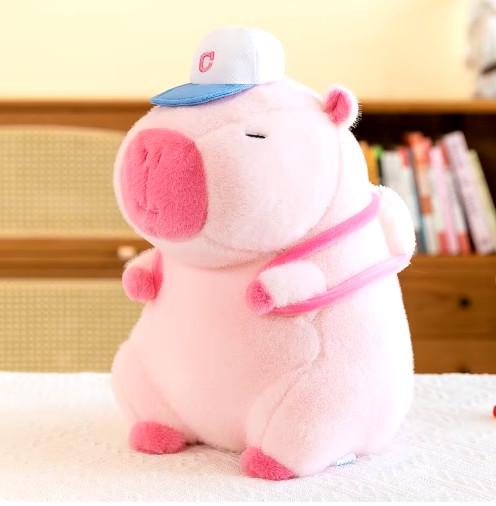 Мягкая игрушка Капибара с рюкзаком на спине 20 см Розовый (24984685) - фото 3