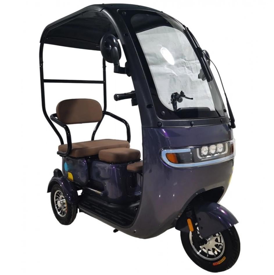 Электроскутер трехколесный трицикл с чехлом дождевиком Crosser TR3 800W/72V/20Ah Фиолетовый