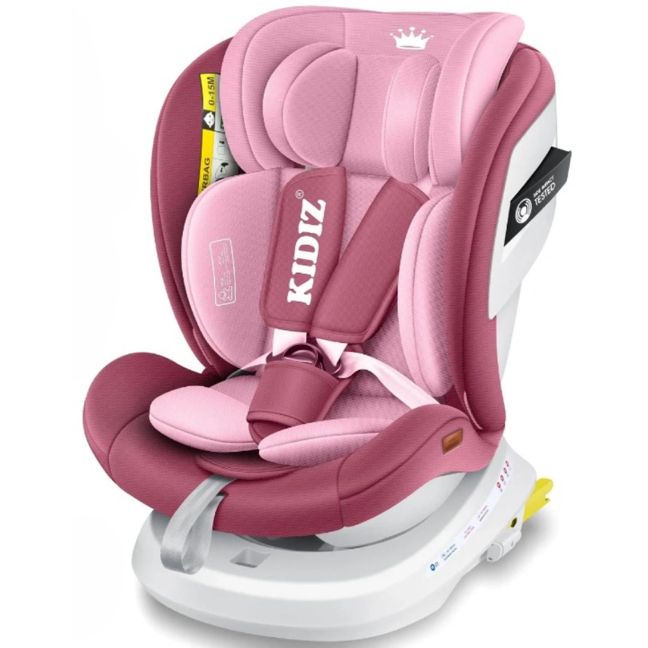 Автокресло детское KIDIZ 0-36 кг с ISOFIX 360° Розовый