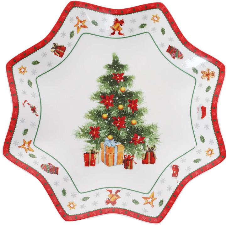 Блюдо фарфоровое Елочка в форме снежинки 30 см (BD-498-272) Блюдо фарфоровое Елочка в форме снежинки 30 см (BD-498-272)