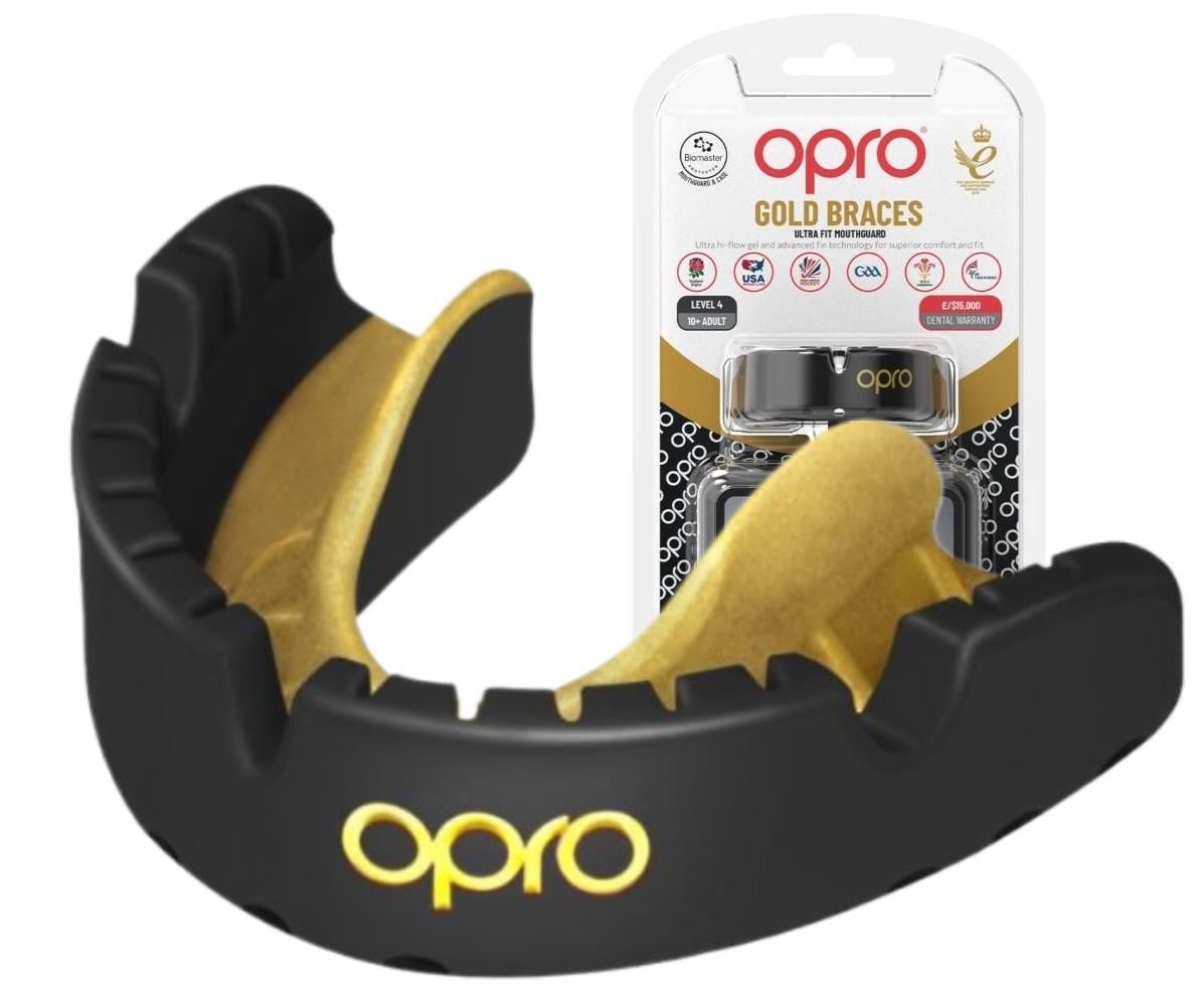 Капа Opro Gold Braces для брекетов взрослая 11+ Black/Gold