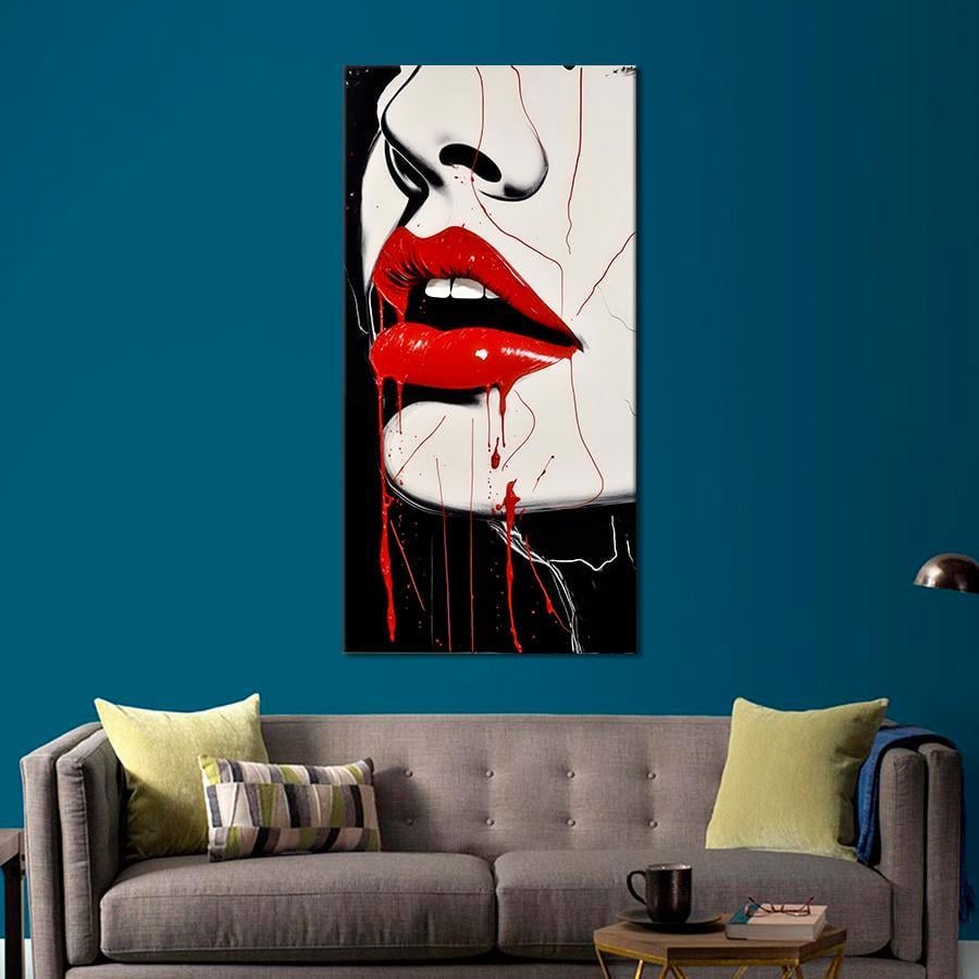 Картина на полотні Спокусливі червоні губи дівчини 80x40 см (180VP_L) - фото 2