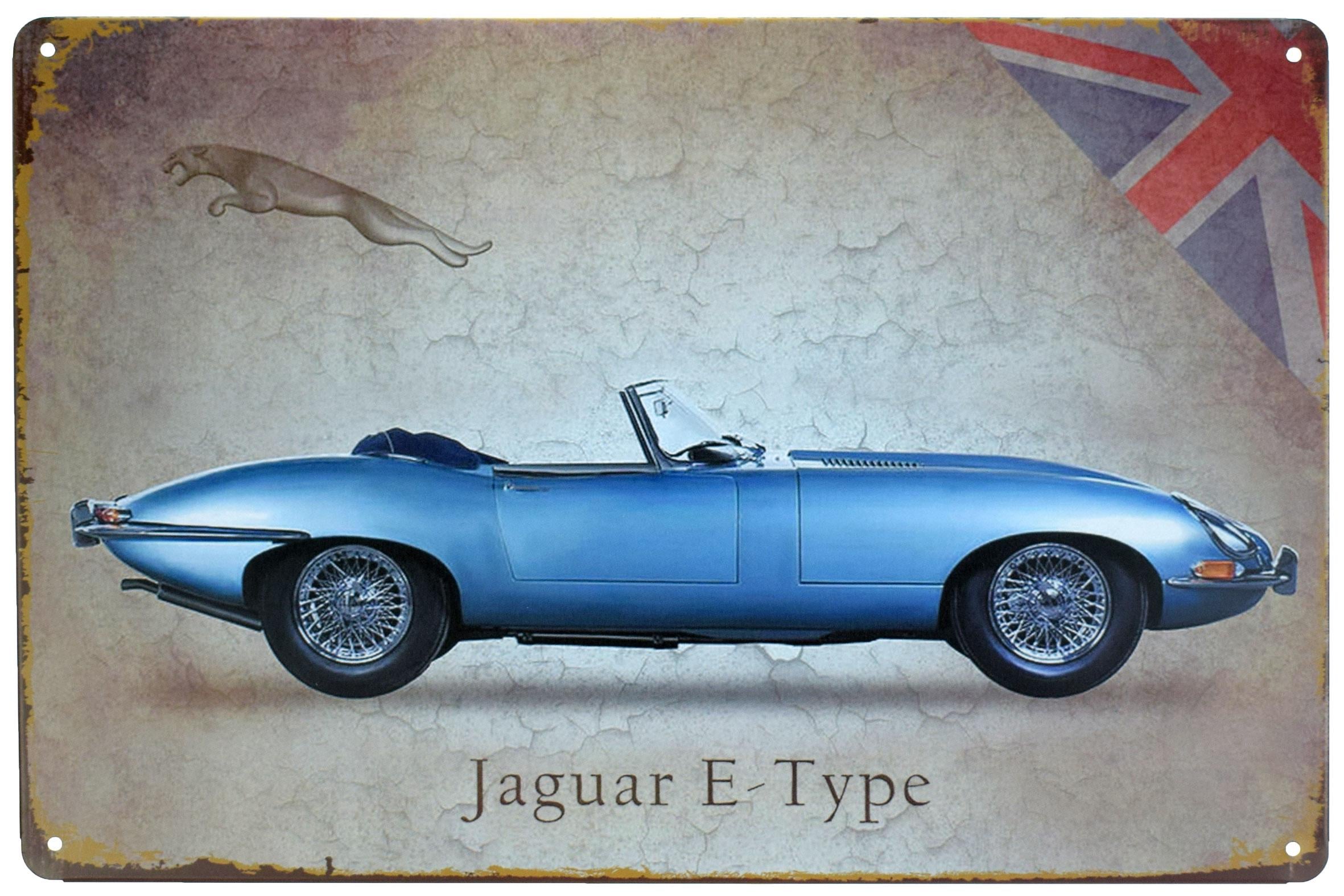 Табличка металлическая Jaguar E-Type 20x30 см