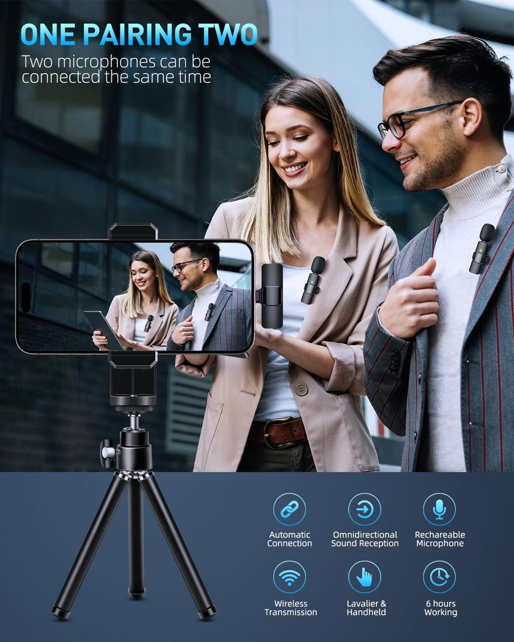 Микрофон петличный беспроводной K8 для телефонов с Lightning с адаптером Lightning на Type-C - фото 6 Микрофон петличный беспроводной K8 для телефонов с Lightning с адаптером Lightning на Type-C - фото 6