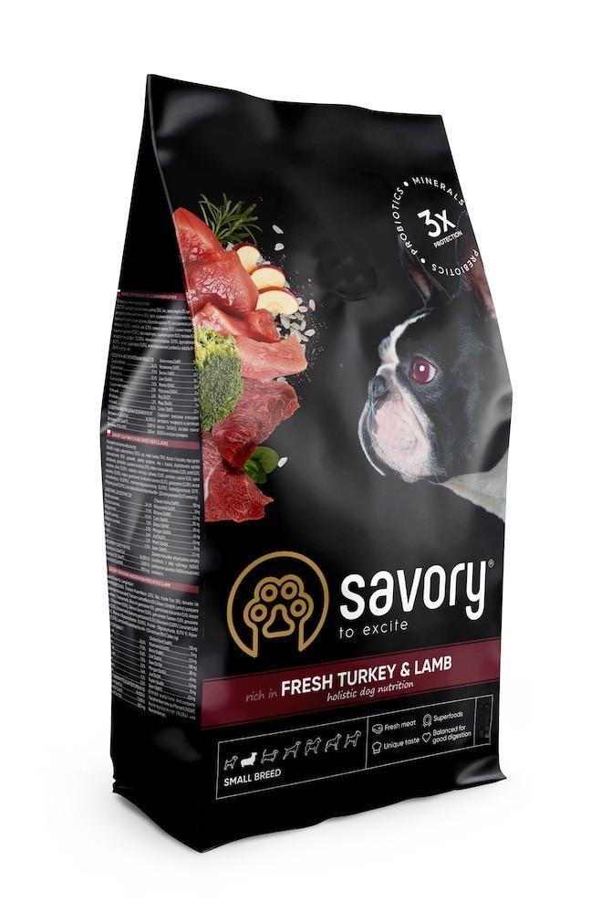 Корм для собак Savory Small Breed rich in Fresh Turkey and Lamb для взрослых собак весом до 10 кг 8 кг