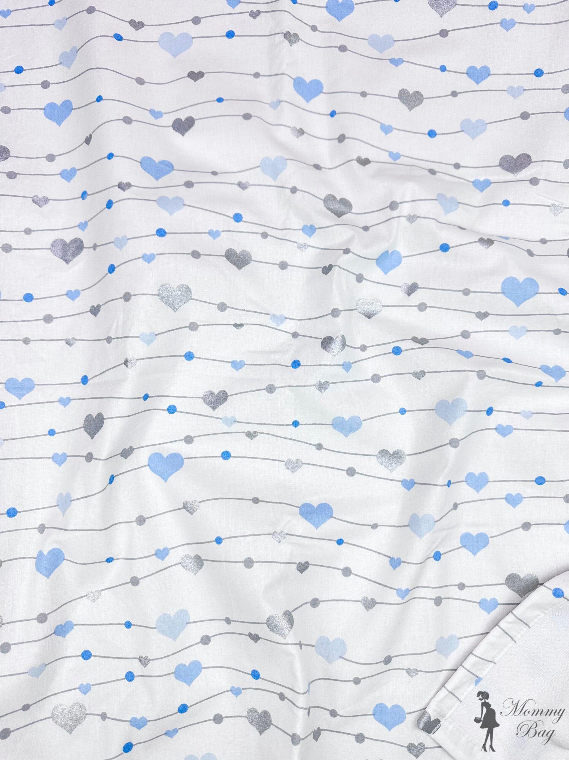 Пеленка многоразовая Водопад из сердечек #12 непромокаемая Голубо-серебряная (142955)
