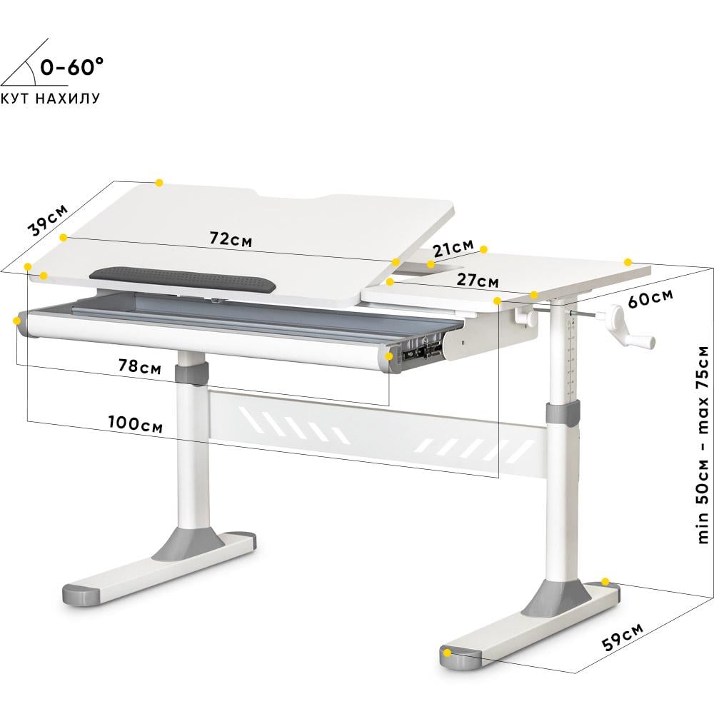 Парта детская школьная Evo-kids TH-310/кресло Sprint Duo Lite/тумба BD C-3 Серый - фото 3