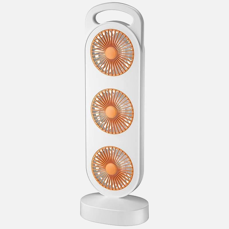 Вентилятор настольный на аккумуляторе с тремя поворотными головками White/Orange (LY- 856)