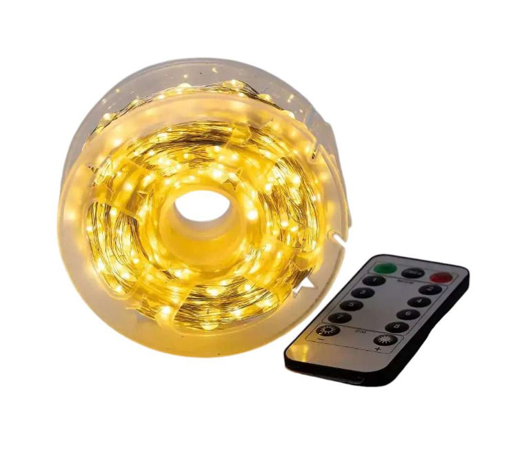 Гирлянда Роса нить с пультом 1000 LED 100 м от сети прозрачный провод Желтый Гирлянда Роса нить с пультом 1000 LED 100 м от сети прозрачный провод Желтый