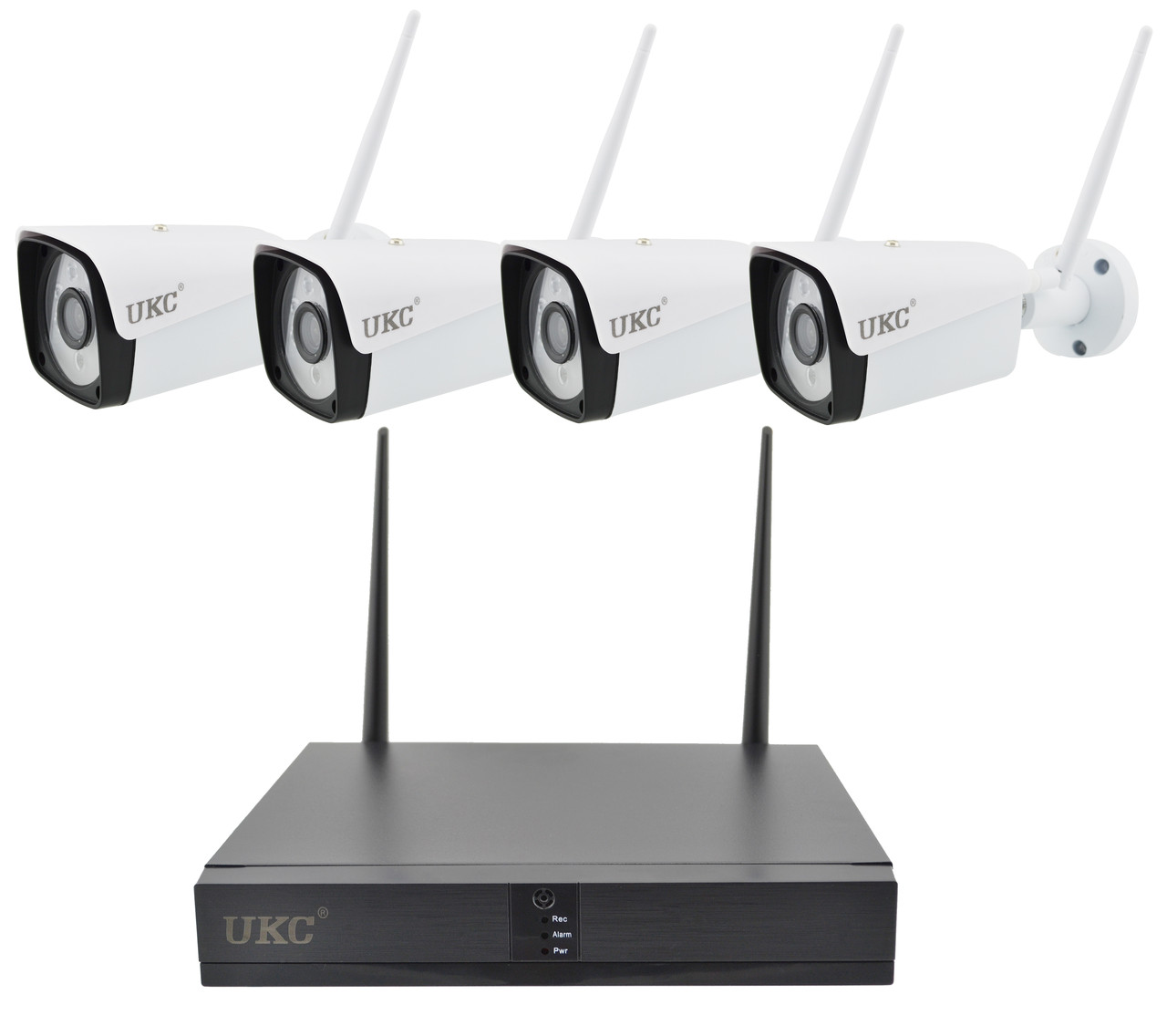 Комплект відеоспостереження UKC 8004/6673 DVR KIT CAD Full HD WiFi 4ch бездротовий на 4 камери Білий (MD-11532)