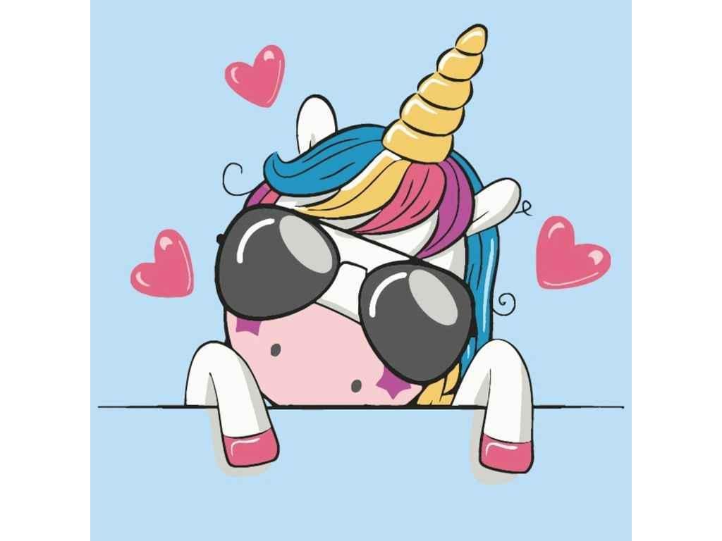 Картина по номерам Strateg Единорог в очках 20х20 см (HH5132)