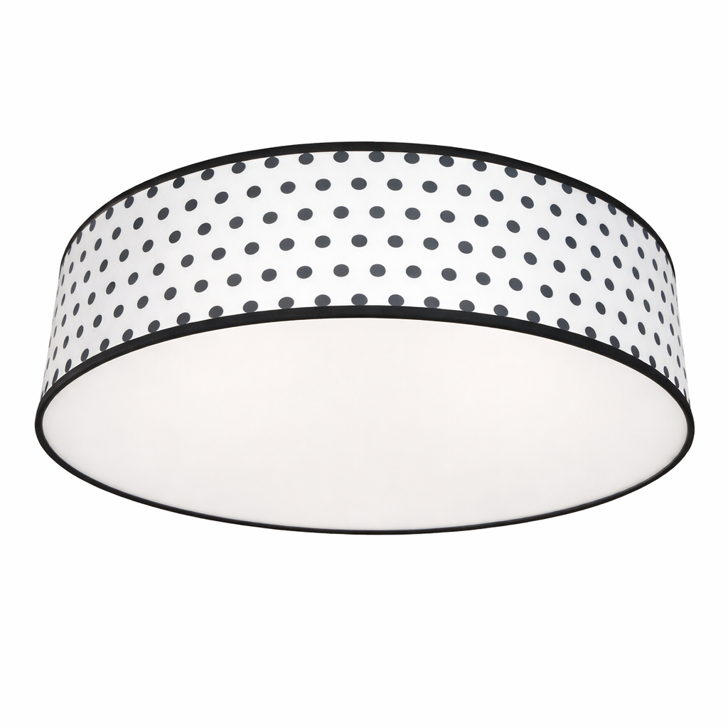 Потолочная люстра Sneha с текстильным абажуром круглая 45 см Белый с черным (999323)