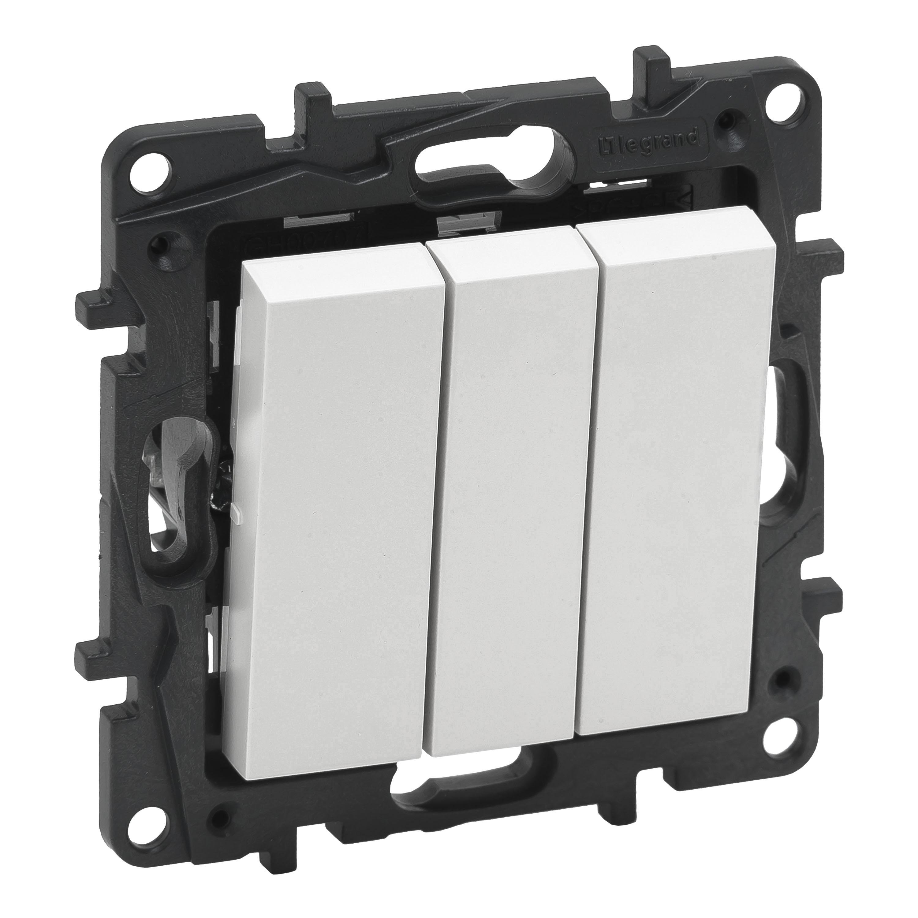 Выключатель Legrand трехклавишный винтовые клеммы пластик Белый (863103)