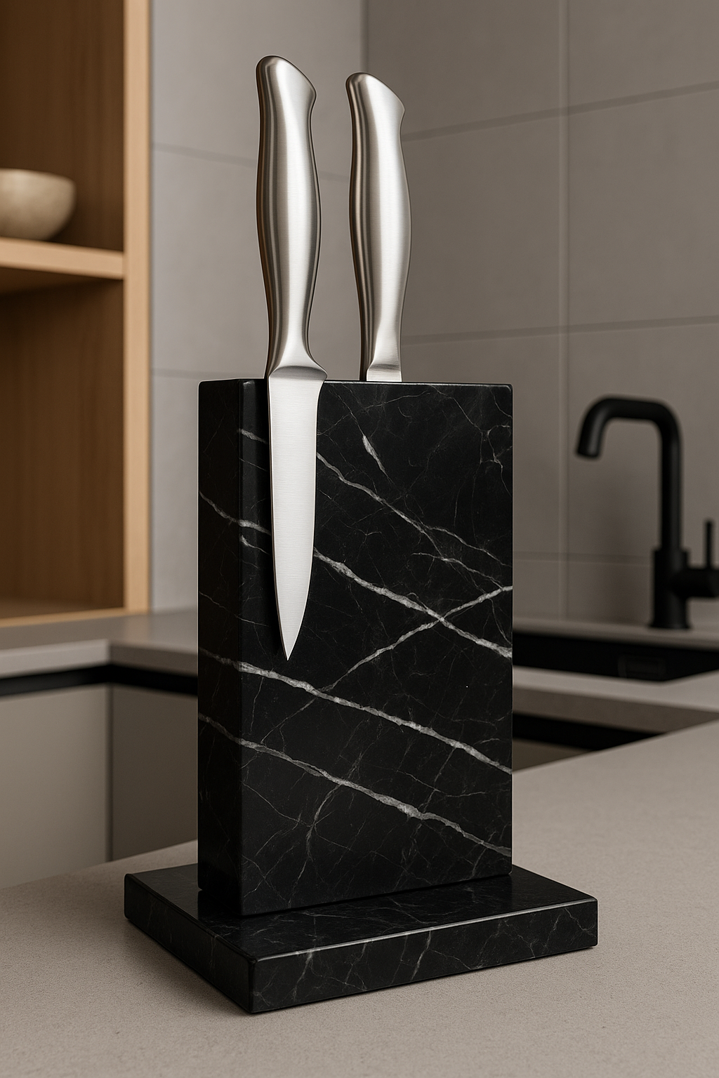 Тримач для ножів Мarkam Чорний мармуровий (24393261)
