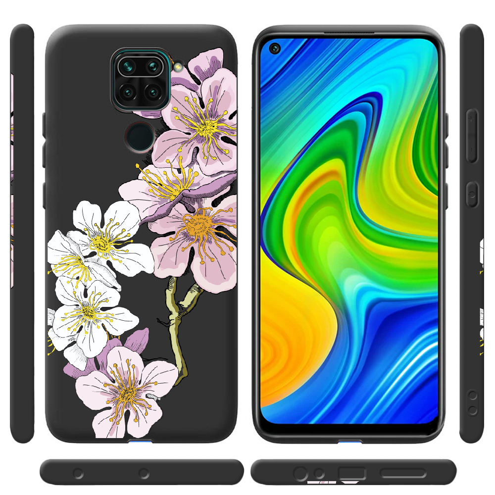 Чехол с рисунком Boxface Xiaomi Redmi Note 9 Cherry Blossom Черный силикон (39801-cc4-41087) - фото 2