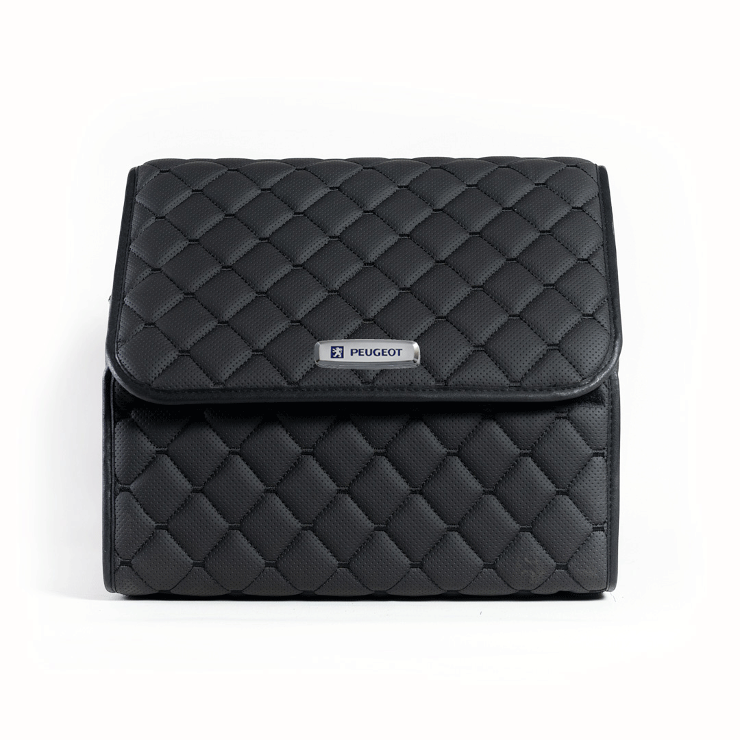 Сумка-органайзер с лого Peugeot в багажник CarsBAG Экокожа 30x35x30 см Черный (acb-1036-5-30х35х30-029)
