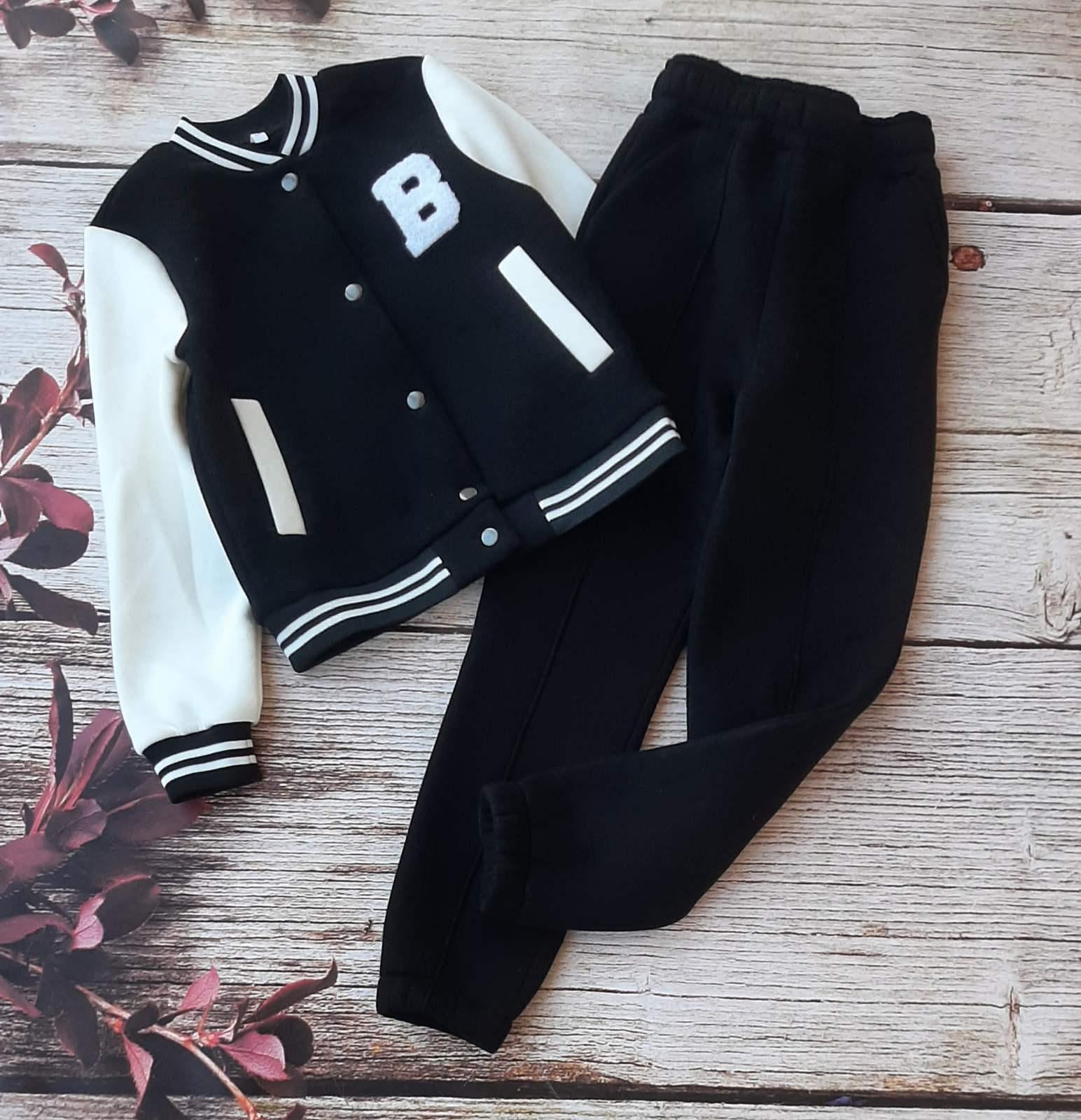 Костюм с бомбером для девочки 134 см Black (126875)