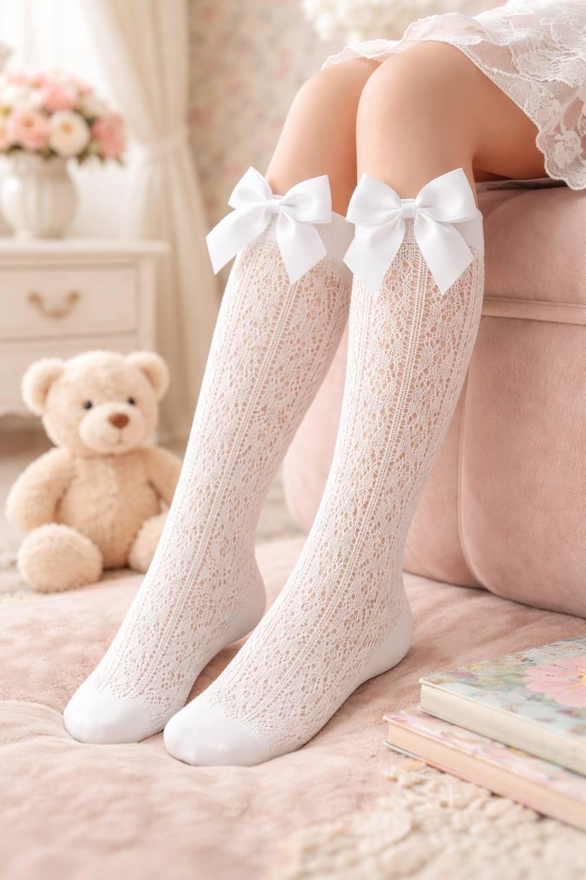 Гольфы для девочки Day Mod ажурные с бантом 6-12 лет Белый (2222008)