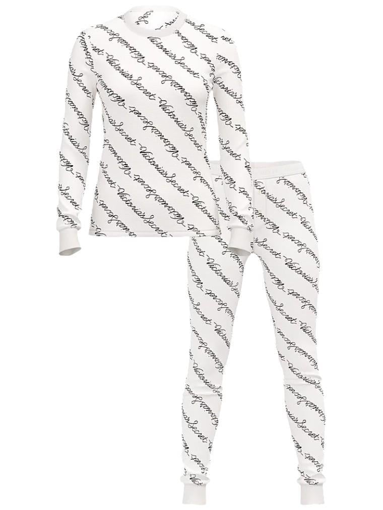 Піжама бавовна сорочка/штани Victoria's Secret Thermal Long Pajama Set S Білий (26936036) - фото 4